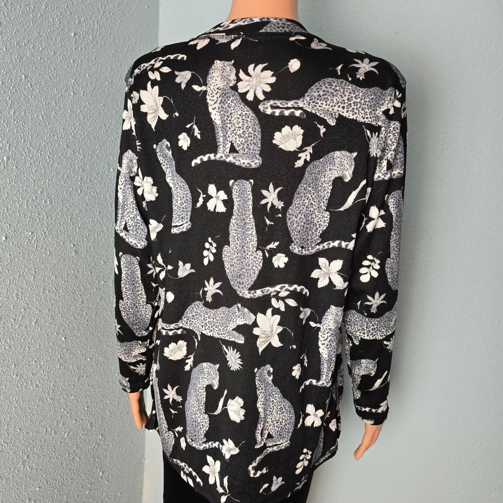 Vintage Soir de Akiko Leopard Floral Rhinestone Top Japanese Maximalist M/L - Picture 3 of 10